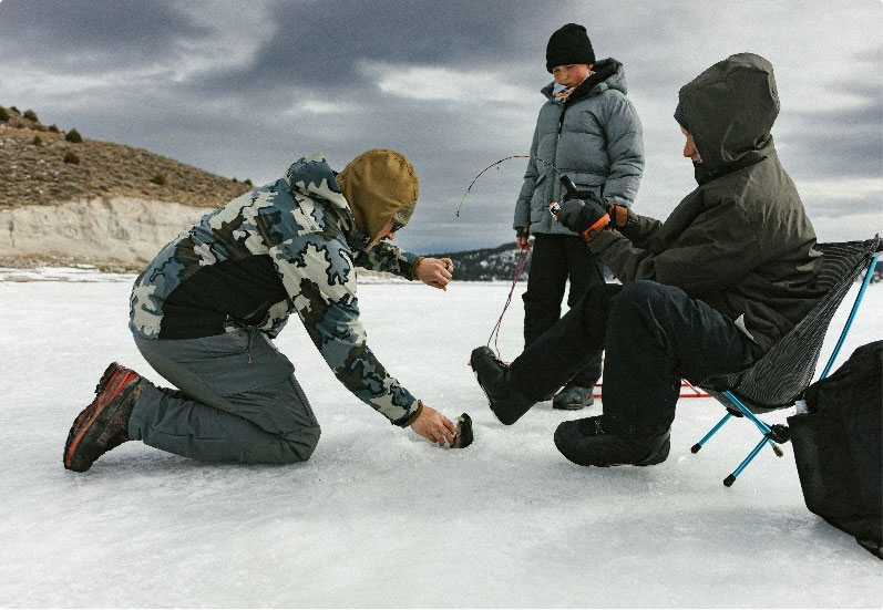 Family ice fishing